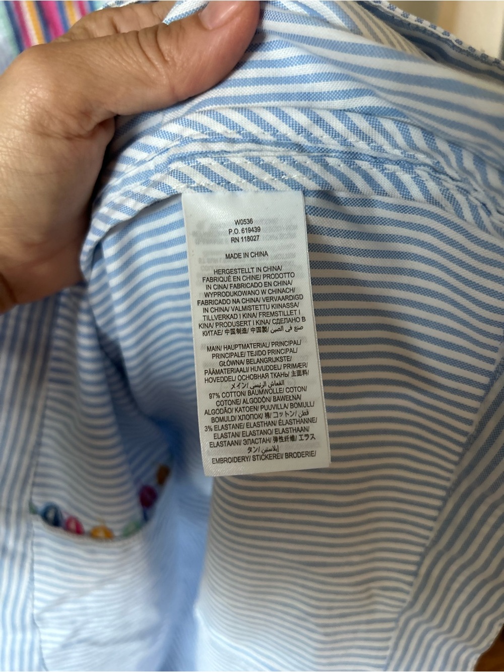 Boden Light Blue Striped Embroidered V-Neck Tunic Dress - Picture 5 of 9
